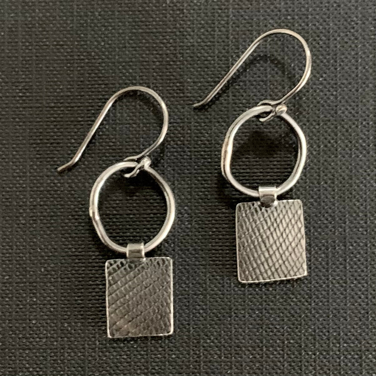 Textured patina geo earrings