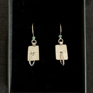 Pressed silver + turquoise earrings