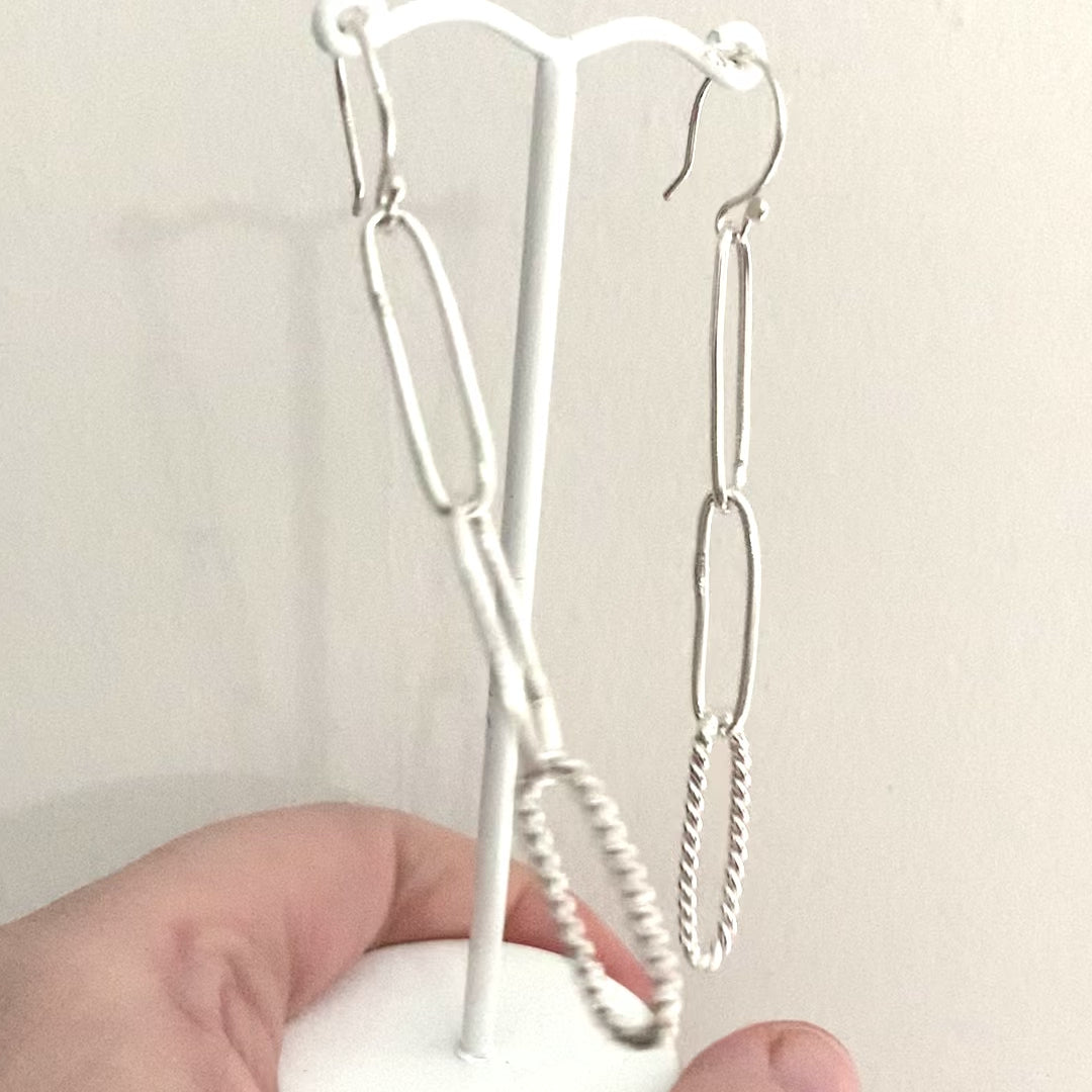 Fancy paperclip link earrings